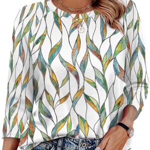 Leaf Pattern Colorful Top